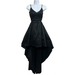 Vtg‎ Y2K Black Satin Formal Dress Juniors 15/16 High-Low Whimsigoth Dark Romance